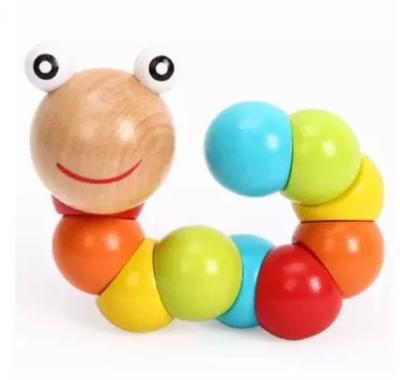 China Wholesale Colorful Wood Worm Exercise Finger Flexibility Animal Dolls Educational Toys Wooden Plant Twists and Tricks for sale