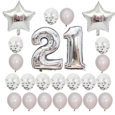 China New 24 Movie / 2021 Aluminum Foil Ball Birthday Parties Set 18 20 30 40 50 60 Rose Gold Star Pentagon Happy Birthday Digital Foil Balloon for sale