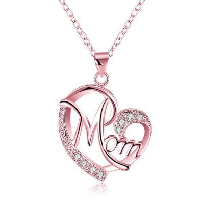 China Mother's Day Gift Women Jewelry Crystal Mother Heart Pendant Mom Environmental Friendly Necklace for sale