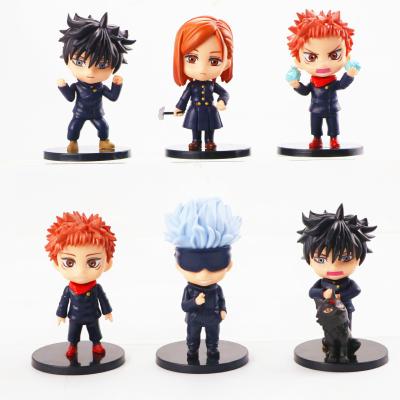 China Cartoon Toy 6pcs Anime Jujutsu Kaisen Figures Action Number Megumi Nobara Satoru Q Version PVC Figure for sale