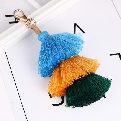 China New Style Three-Layer Fashionable Handwoven Tassel Bag Handwoven Ethnic Accessories Bag Key Chain Wholesale Accessories Bag Fashion Chain for sale