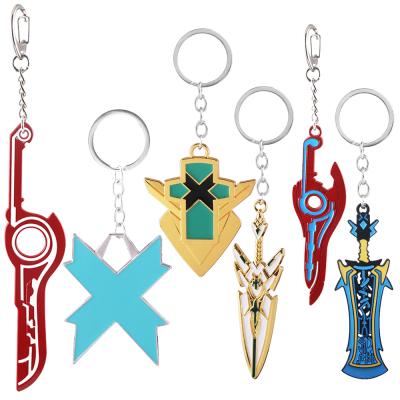 China ALLOY Xenoblade Game Chronicles Weapon Model Blue Sword Keychain For Women Men Car Key Chain for sale