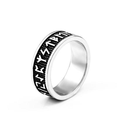 China Wholesale Fast Delivery Vintage Retro Personality Men's Stainless Steel Viking Letter Ring for sale