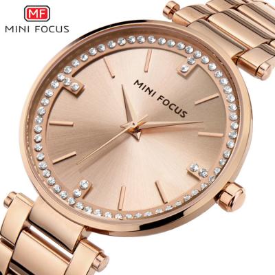 China Chronograph brand woman luxury quartz stainless steel waterproof casual golden watch for sale