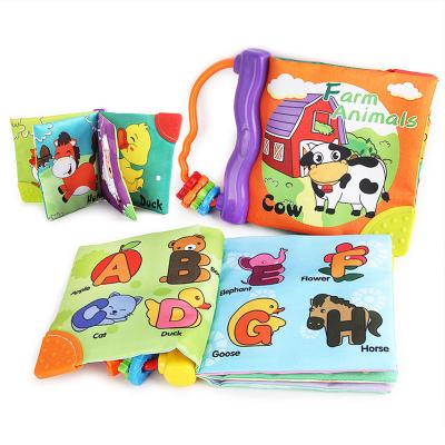 China Custom detachable soft book children cloth teether cloth toys for children infant cheerful baby books cloth with teether for sale