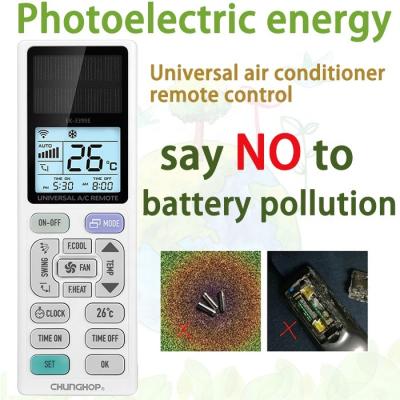 China Chunghop Solar Capacitive IR Photoelectric Energy Goodbye Pollution Battery Design Storage Smart Remote Universal Air Conditioner Remote Control for sale