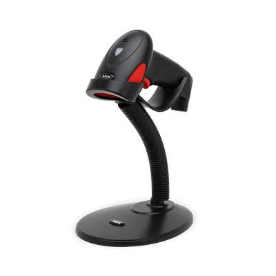 China ABS+PC Hands-free USB Barcode Scanner 1D Type Long Barcode Read Retail Shop Barcoode Reader With Stand Holder for sale