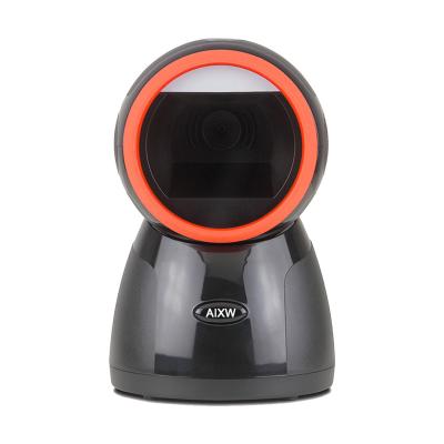 China ABS+PC Supermarket POS System 2D Desktop Barcode Scanner on Table USB Wired QR Code Reader Connect to Computer for sale