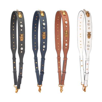 China OEM Leather Belt For Shoulder Bag Messenger Strap Chic Handbag Belt Vintage Fitted Cicada With Studded Body Bags Cross Pieces for sale