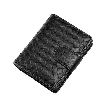 China Luxury Design Short Card Holder Wallet For Women Handmade Multi Woven Sheepskin Coin Zipper Storage Bag Card Bil Fold Wallet Purse for sale