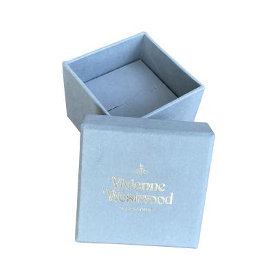 China Recyclable Custom Logo Texture Paper Jewelry Gift Box Lid And Base Recycled Earring Kraft Paper Box for sale