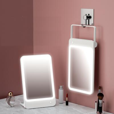 China Portable Cosmetic Vanity Mirror Table Wall Mount Lighted Desktop Makeup Mirror With Led Light for sale