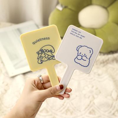 China Wholesale Monocular Small Mirror Moq Customized Makeup Mirror Cute Square Hand Held Cosmetic Mirror For Girl for sale