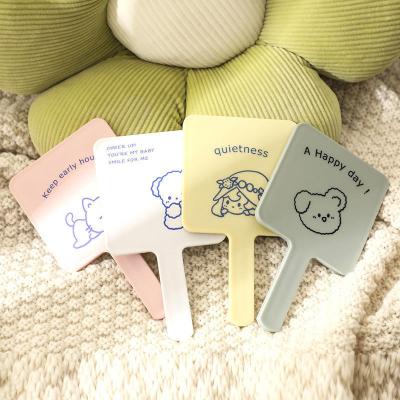 China Wholesale Cosmetic Cute Bear Pattern Non-Specific Long Handle Beauty Hand Mirror Mirror With Custom Logo for sale