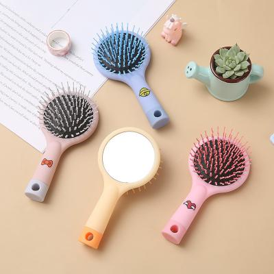 China Portable Wholesale Cute Kids Hair Styling Comb Circular Mirror Set Air Cushion Hair Combs For Women for sale