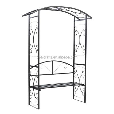 China Outdoor Garden Leisure Wrought Iron Metal Patio Garden Arch Decorative Easily Assembled Bench for sale