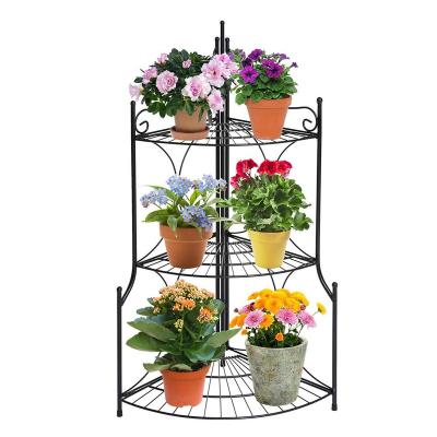 China Amazon 3 Tier Modern Hot Sale Folding Plant Pot Rack And Metal Corner Shelves For Indoor And Outdoor for sale