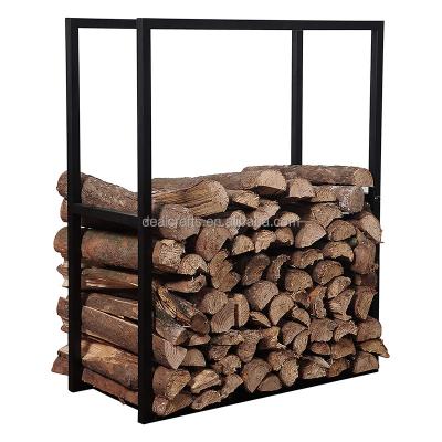 China Sustainable 30-Inch Black Metal Powder Coated Firewood Rack Rack / Indoor And Outdoor Fireplace Log Storage Bin for sale