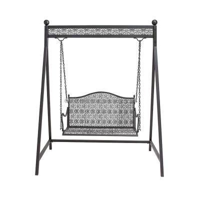 China Traditional Patio Metal Swings Outdoor Indoor Lounge Park Garden Metal Swing Chair With Stand for sale