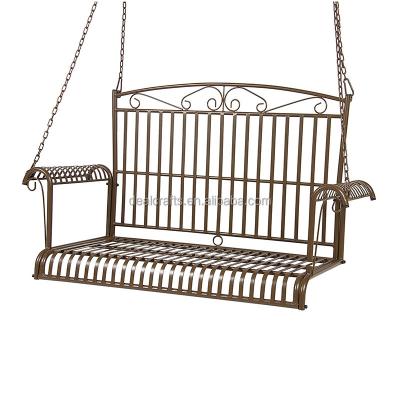 China Traditional 2-Person Outdoor Metal Porch Swing, Hanging Patio Bench With Weather-Resistant Steel - Bronze for sale