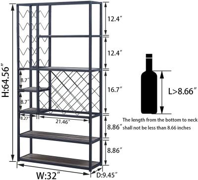 China Sustainable Modern Tall Display Wine Storage Shelves, Free Flooring With Wine Storage And Glass Rack For Home Kitchen Dining Room for sale