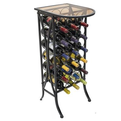 China Elegant Looking French Style Metal Wine Rack , Freestanding With Top Metal Wine Glass Storage And Display For Indoor for sale