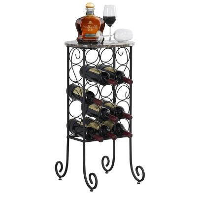 China Sustainable Metal Wine Rack , Free Floor Bottles Organizer and Display Stand with Marble Design Top for Indoor and Outdoor for sale