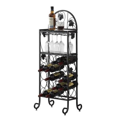 China Sustainable Freestanding Floor Metal Wine Rack , 20 Bottle Wine Storage And Display Rack For Indoor for sale