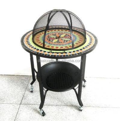 China Hot Sale Outdoor Mosaic Tile Top Size Adjustable Fire Pit Camping Fire Pit Coffee Heater Table for sale