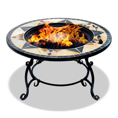 China Outdoor Round Fire Pit Mosaic Customized Artwork Burner Patio Fire Heater Pit for sale