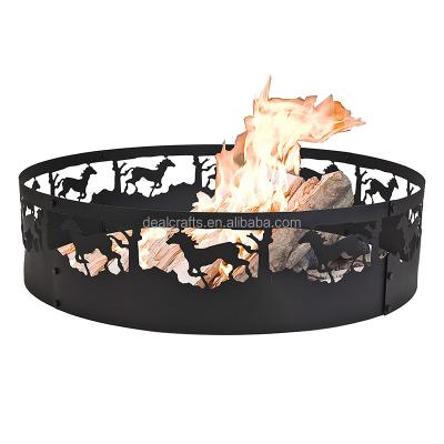 China Outdoor Heater Customized Black Laser Cut Pattern Metal Garden Fire Pit Ring Outdoor Portable Fire Pit for sale