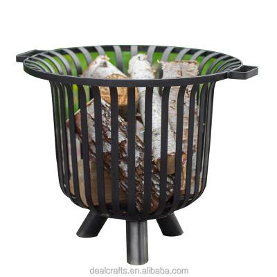 China Outdoor Heating Outdoor Fire Pit Basket , Wood Burning Fire Pits With Grill Grate For Garden Outside Backyard Camping for sale