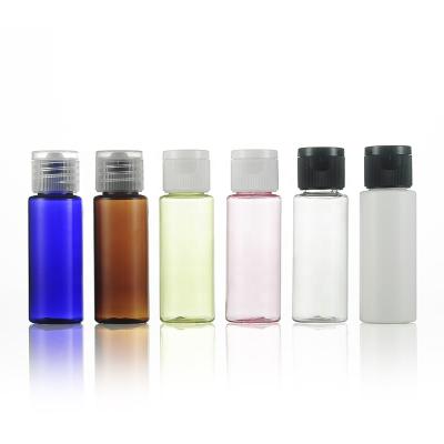 China 20ml Pet Eco - Friendly Cosmetic Clear Round Bottle With Flip Cap for sale