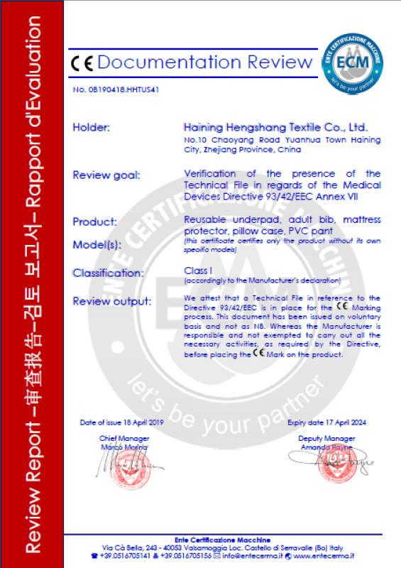 CE - Haining Hengshang Knitting Co., Ltd.