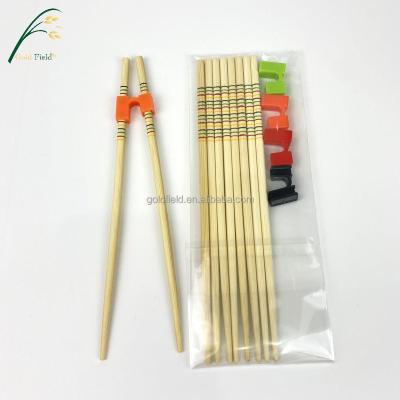 China Sustainable Reusable Chopsticks With Aids Forming 4 Pair Natural Bamboo And PE Color Customized Logo Chopsticks Factory Outlet for sale