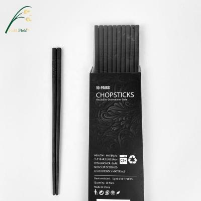 China 2021 Sustainable Most Popular Wash Safe 10 Pair Fiberglass Alloy PPS Chopsticks Set With Flower Emboss Design for sale