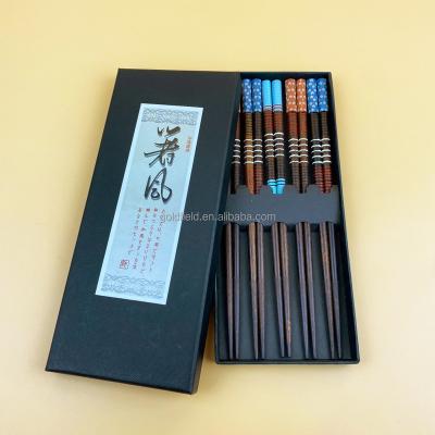 China Sustainable Reusable Chinese Tableware Different Colors Design Frosted Wooden Chopsticks for sale