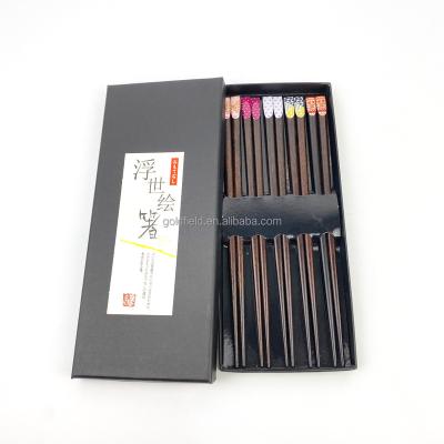 China High Grade Family Viable Reusable Special Nail Design Different Pattern For One Person Wooden Chopsticks Set for sale