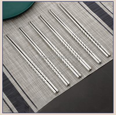 China Factory Sale Viable Stainless Steel Chinese Chopsticks Thread Thermal Insulation Hollow Non-slip Household Daily Use Chopsticks Set for sale