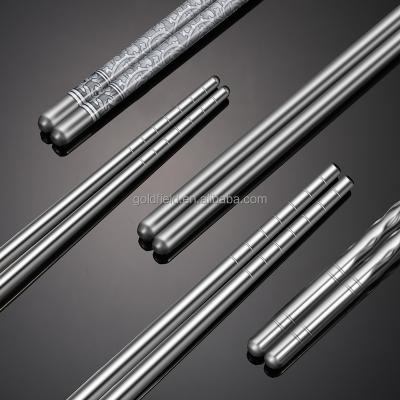 China Non-slip Stainless Steel Blue and White Chopsticks Viable Thermal Insulation Household Tableware Household Spiral Chopsticks for sale