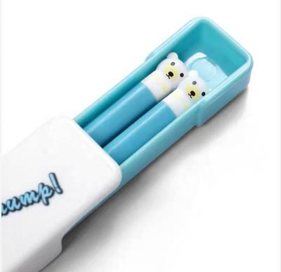 China New Arrival Kids Gift Viable Student Travel Portable Silicone Panda Chopsticks Cutlery Set With Cute Case for sale