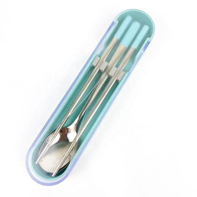 China New Arrival Travel Portable Stainless Steel Spoon Chopsticks Cutlery Student Three Piece Set Viable Gift Set With Case for sale