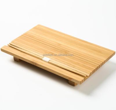 China Sustainable Hot Sale Restaurant Reusable Eco-friendly Japanese Bamboo Sushi Serving Mini Table Set With Chopsticks for sale