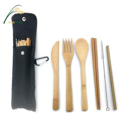 China Sustainable Eco Friendly Bamboo Travel Cutlery Set With Bag for sale