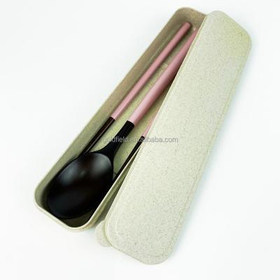 China Viable Gift Three Piece Set Combination Cutlery Set Japanese Beech Wood Spoon Chopsticks Fork Student Travel Portable Cutlery Case for sale