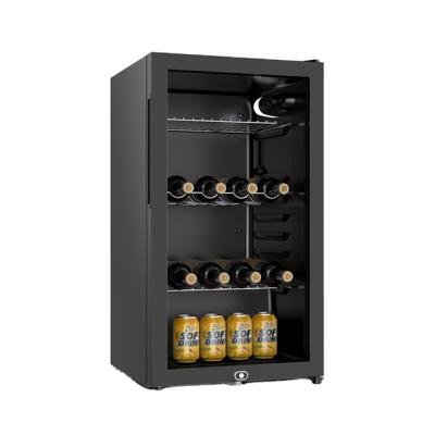 China 3.2cu ft Black Mini Glass Door Fridge Showcase Refrigerator Wine Cellar Cabinet THERMOELECTRIC Wine Cooler for sale