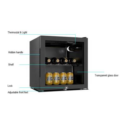 China 1.7cubic feet Mini Glass Door Display Fridge Showcase Black Refrigerator Cellar Cabinet Wine Cooler for sale