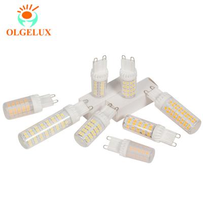 China OLGELUX China Factory AC220-240V Dimmable Ceramic+PC 3.5W 4W 4.8W 7W 8W G9 LED Residential Corn Bulb Light for sale