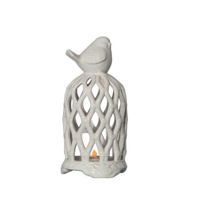 China Home Decor Candle Lanterns Stand Style Nordic Porcelain Indoor Outdoor Led Ceramic Lantern for sale