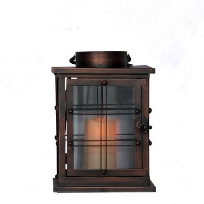 China / Home Decoration Vintage Home Look Copper Wrought Iron Handwork Outdoor Decorative Metal Led Candle Lantern for sale